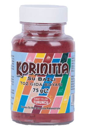 Korinitta Toz Gıda Boyası Su Bazlı Turuncu 75 Gr
