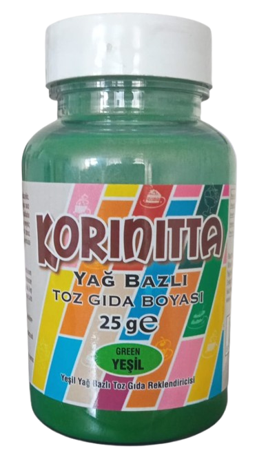 Korinitta Toz Gıda Boyası Yağ Bazlı Yeşil 25 Gr  