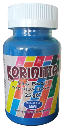 [Y101672] Korinitta Toz Gıda Boyası Yağ Bazlı Mavi 25 Gr 