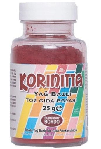 [Y100769] Korinitta Toz Gıda Boyası Yağ Bazlı Bordo 25 Gr 