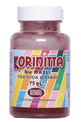 Kornitta Toz Gıda Boyası Su Bazlı Bordo 75 Gr 