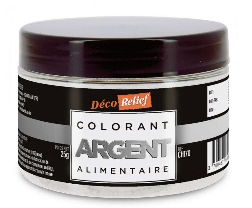 Colorant Alimentaire Argent en Poudre 25 gr (gümüş)