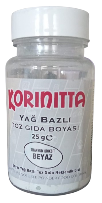 Korinitta Toz Gıda Boyası Yağ Bazlı Beyaz 25 Gr  