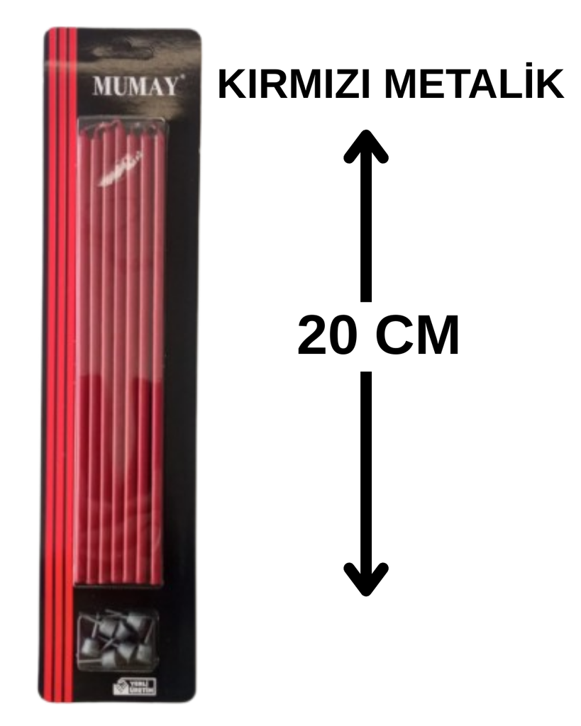 Kirmizi Mum Metalik 20 cm