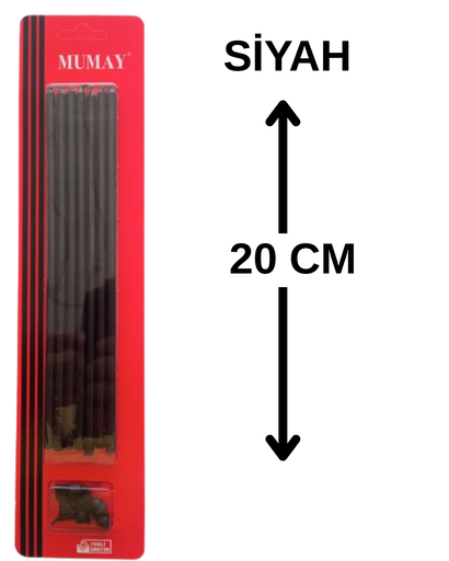 [Y101764] Siyah Mum Metalik 20 cm