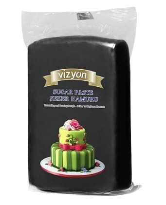 [Y100975] Vizyon Black Sugar Paste 1 kg (Siyah Seker Hamuru)